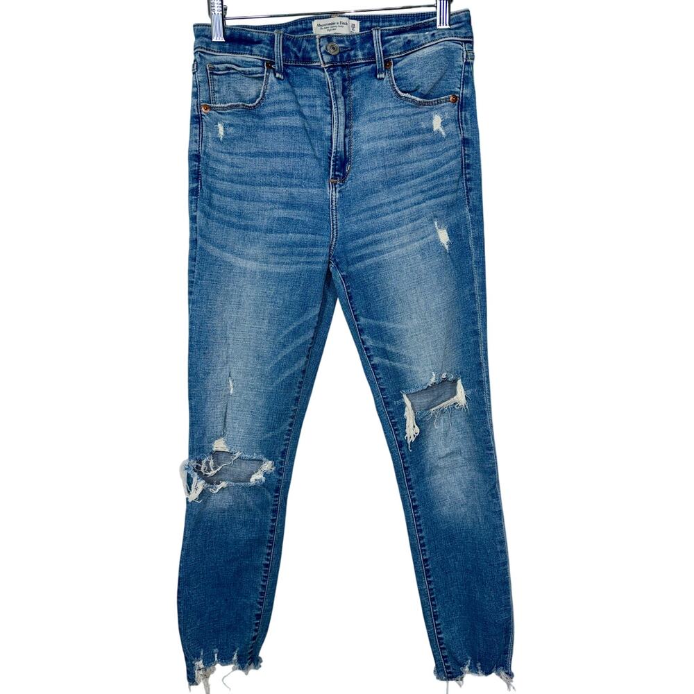 Abercrombie & Fitch Super The Skinny Ankle High Rise Blue Denim Jeans Size 28 6